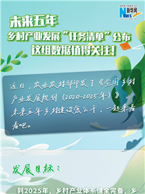 未來五年鄉村產業發展&ldquo;任務清單&rdquo;公布 這組數據值得關注！
